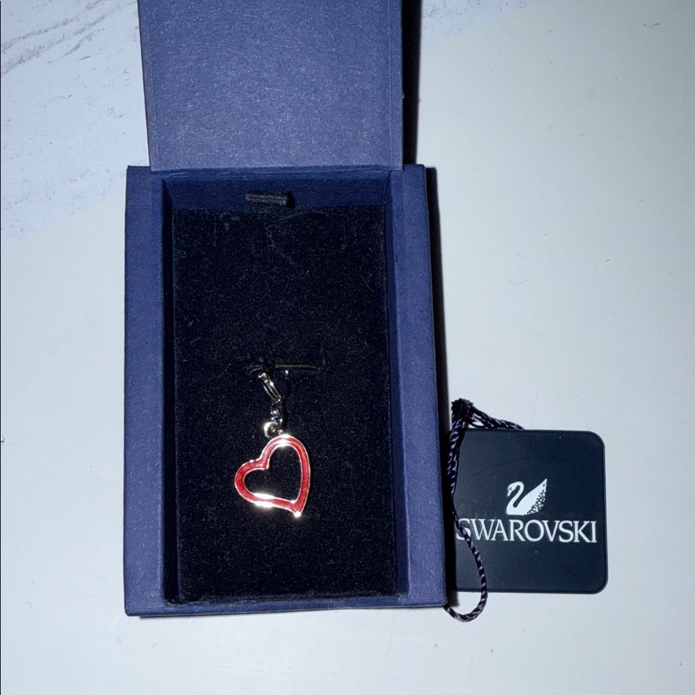 Swarovski Red Open Heart Charm